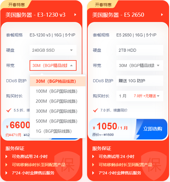美國大帶寬服務(wù)器