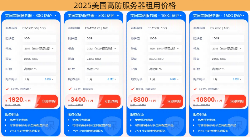 美國cn2高防獨立服務器租用價格